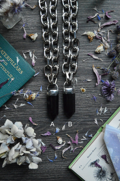Obsidian Chunky Chain Necklace