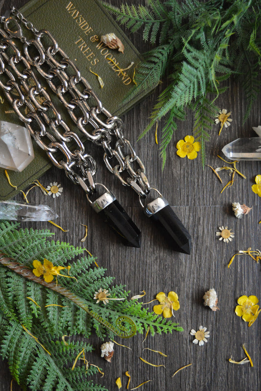 Obsidian Chunky Chain Necklace