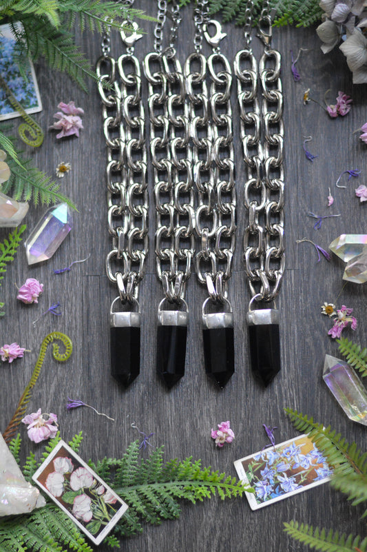 Obsidian Chunky Chain Necklace