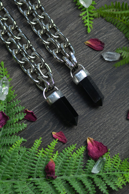 Obsidian Chunky Chain Necklace