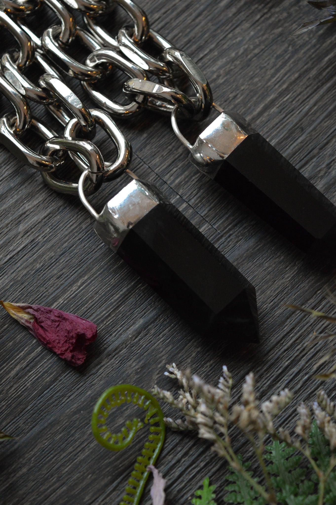 Obsidian Chunky Chain Necklace