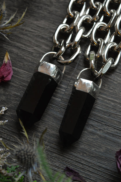 Obsidian Chunky Chain Necklace