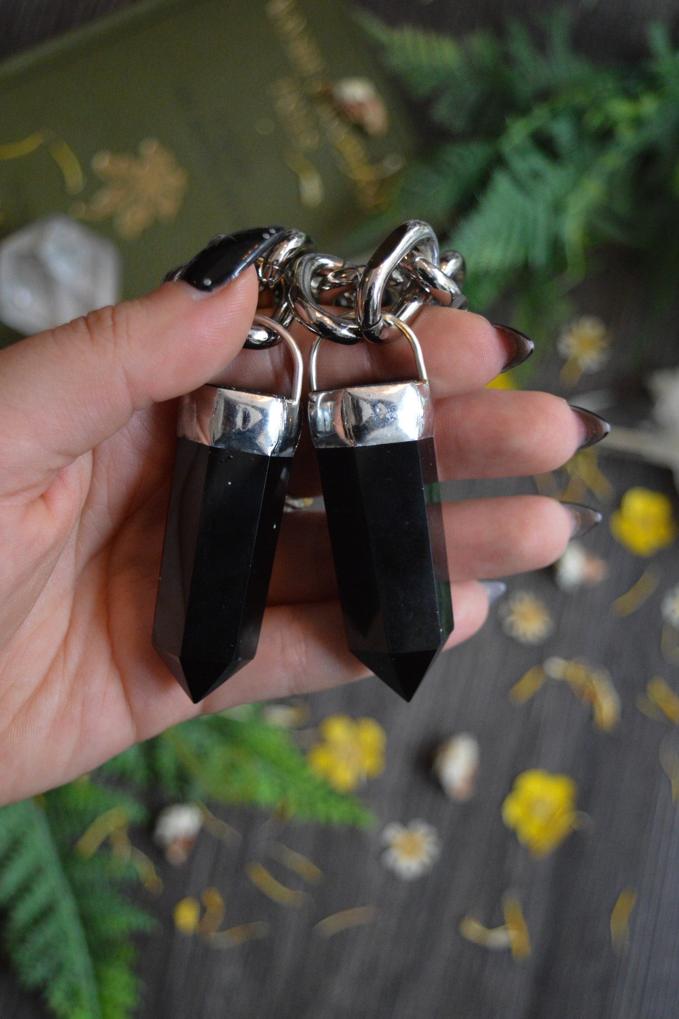 Obsidian Chunky Chain Necklace