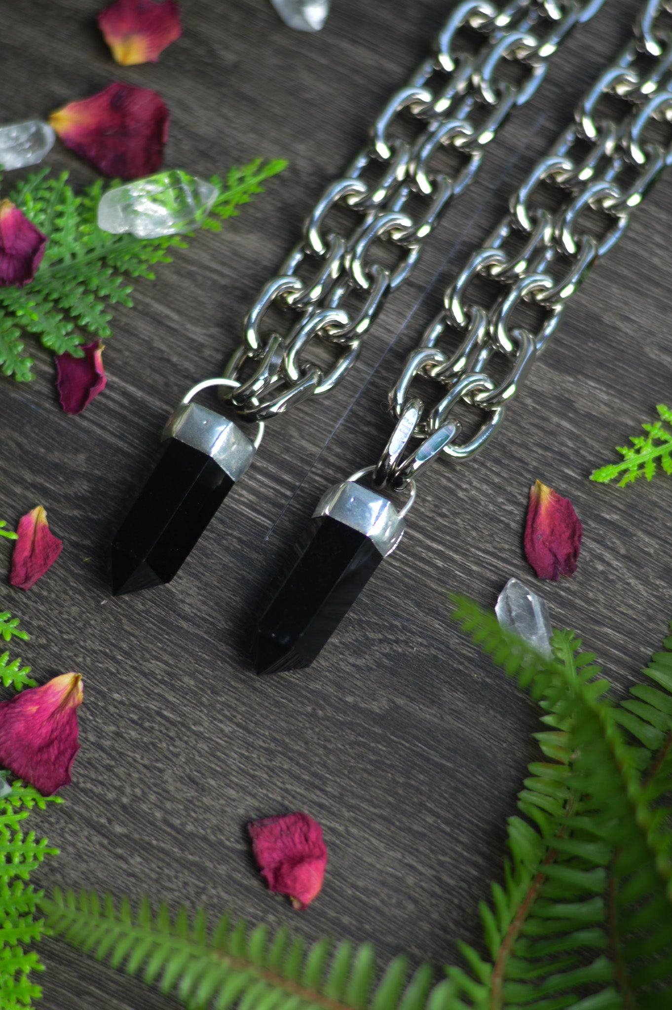 Obsidian Chunky Chain Necklace