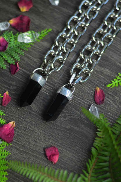 Obsidian Chunky Chain Necklace
