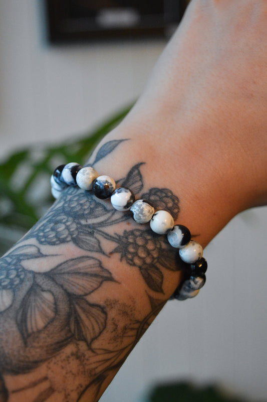 Orca Agate Bead Bracelet