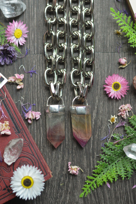 Purple Fluorite Chunky Chain Necklace