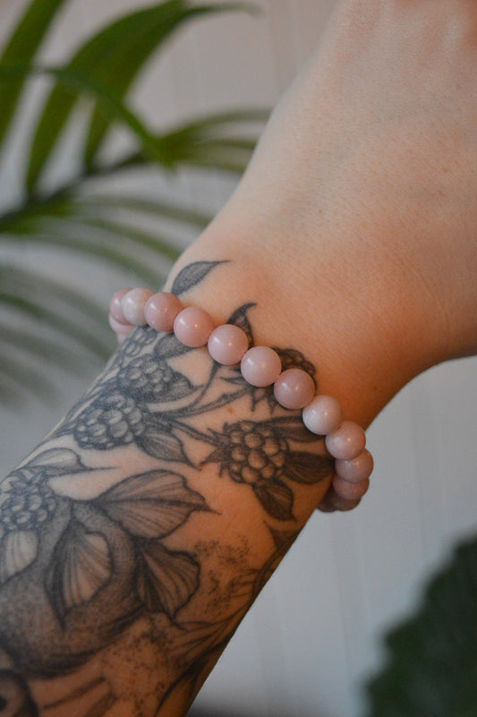 Pink Opal Bead Bracelet
