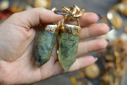 Prehnite Gold Tone Chunky Chain Necklace