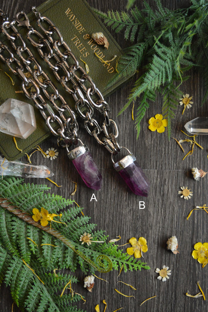 Purple Fluorite Chunky Chain Necklace
