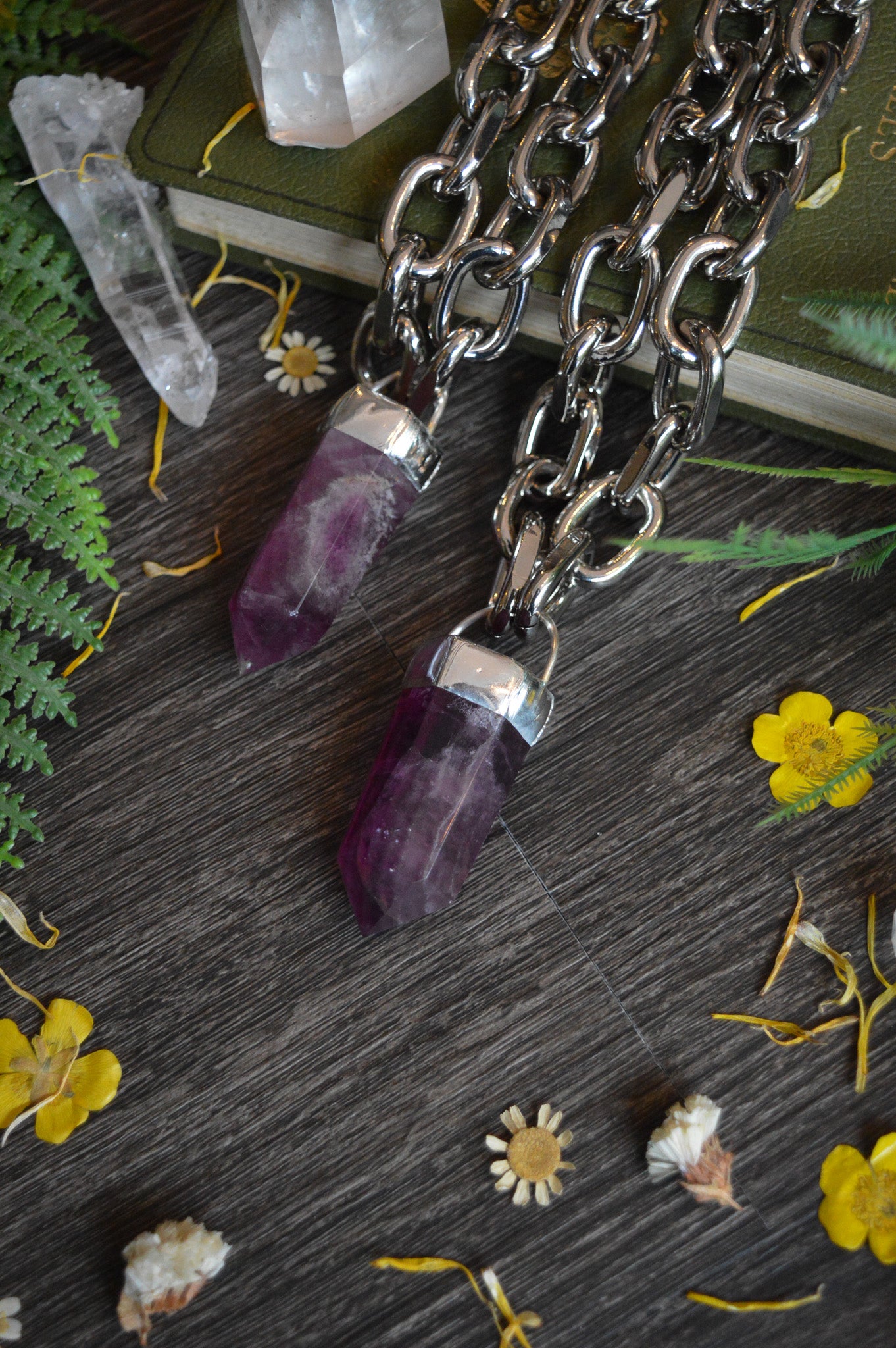 Purple Fluorite Chunky Chain Necklace