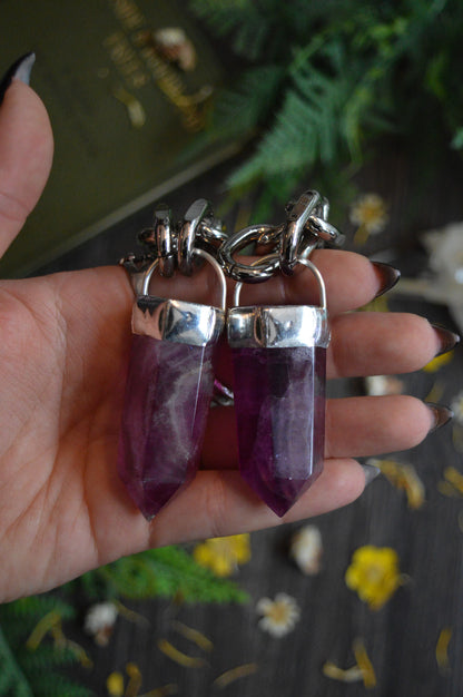 Purple Fluorite Chunky Chain Necklace