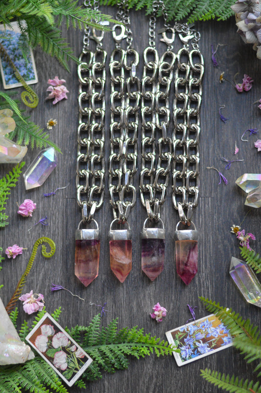 Purple Fluorite Chunky Chain Necklace