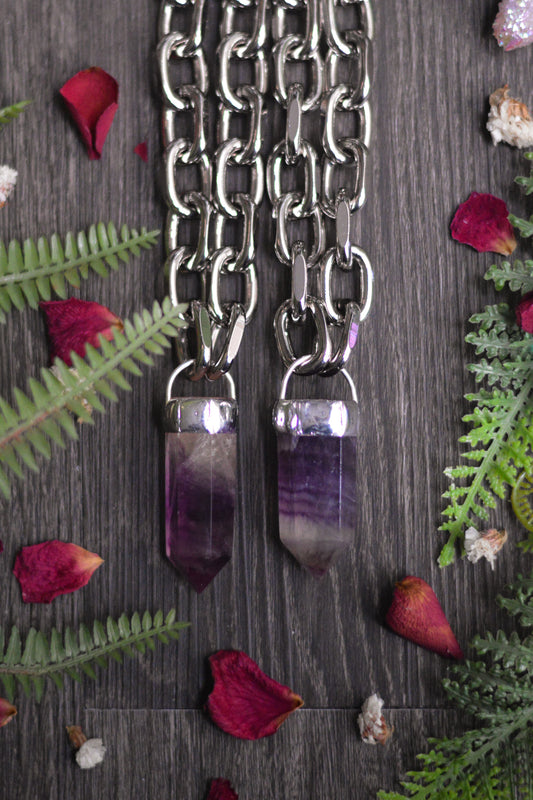 Purple Fluorite Chunky Chain Necklace