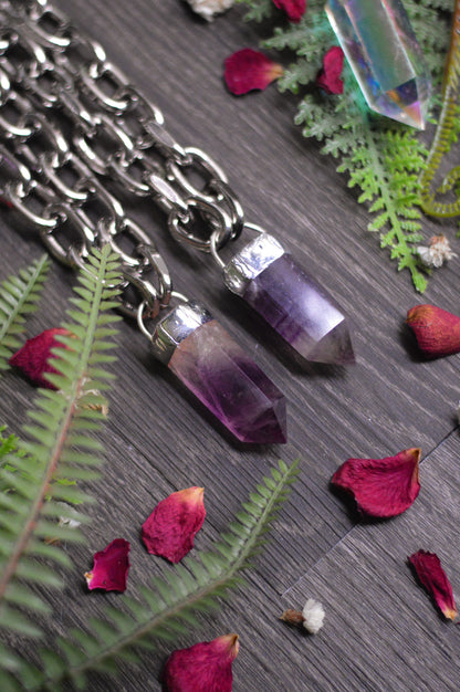 Purple Fluorite Chunky Chain Necklace