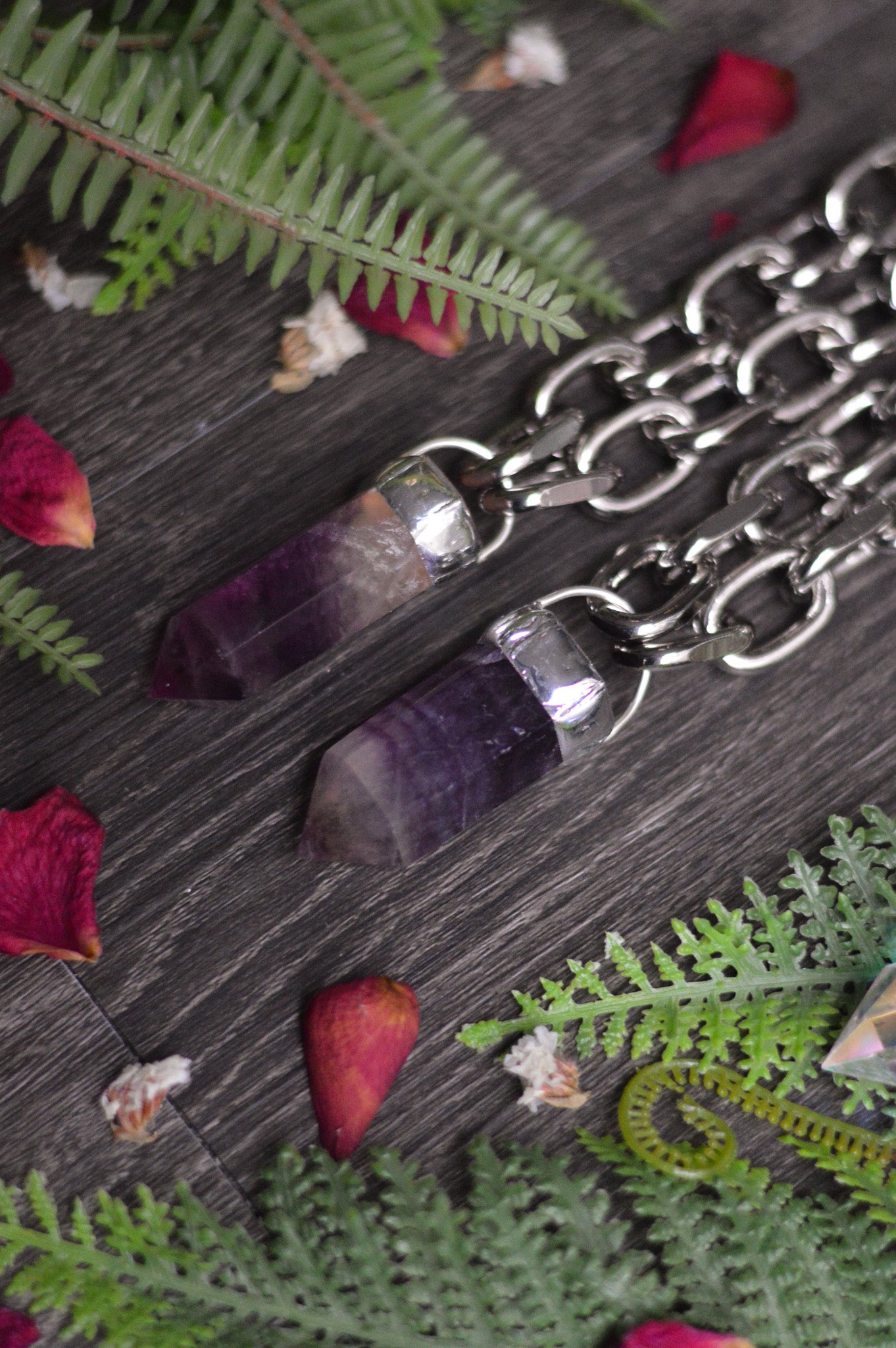 Purple Fluorite Chunky Chain Necklace