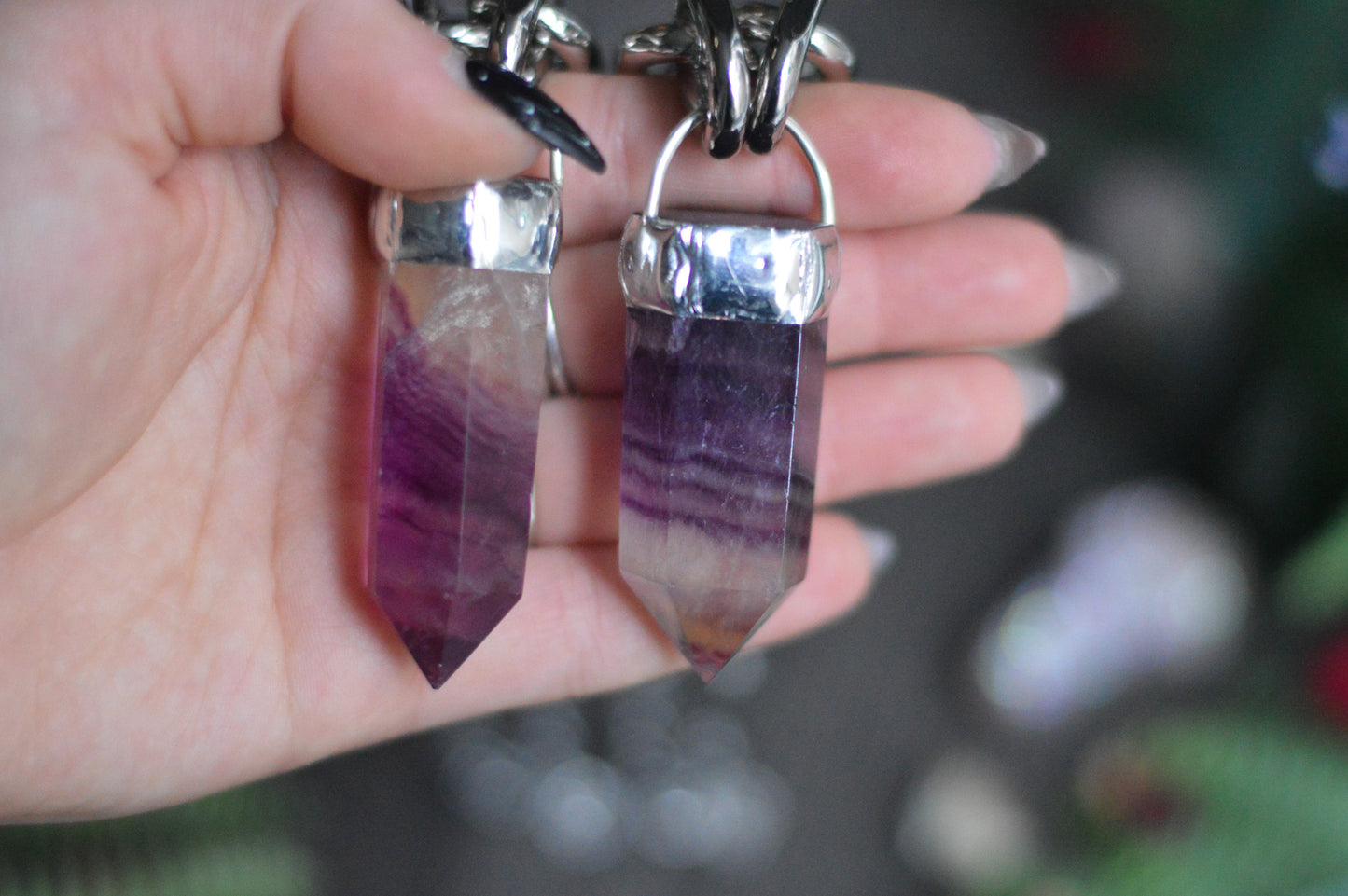 Purple Fluorite Chunky Chain Necklace
