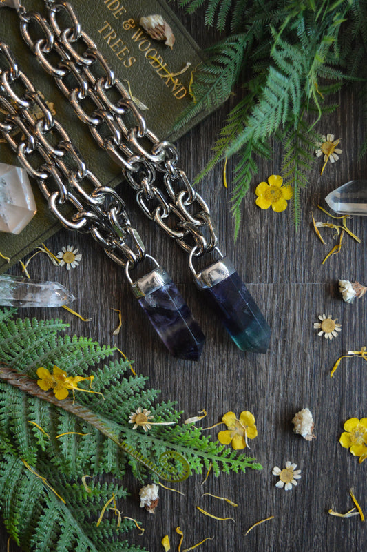 Rainbow Fluorite Chunky Chain Necklace