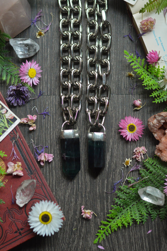 Rainbow Fluorite Chunky Chain Necklace