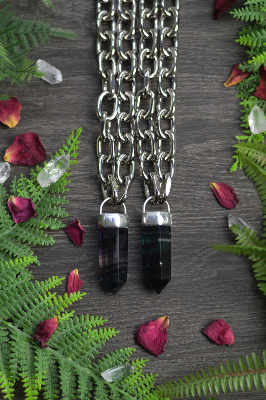Rainbow Fluorite Chunky Chain Necklace