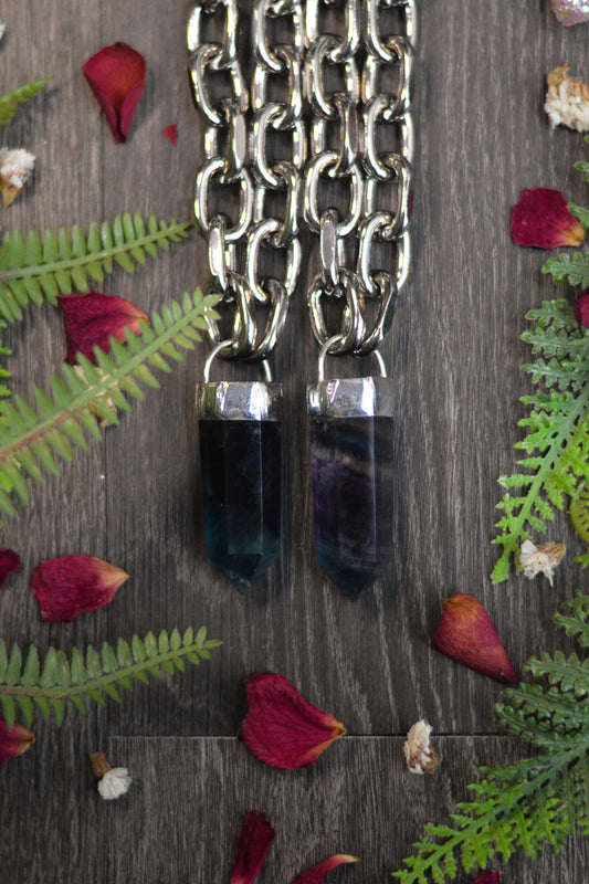 Rainbow Fluorite Chunky Chain Necklace