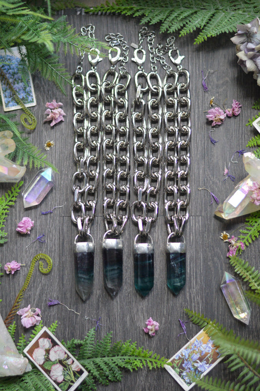 Rainbow Fluorite Chunky Chain Necklace