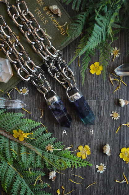 Rainbow Fluorite Chunky Chain Necklace