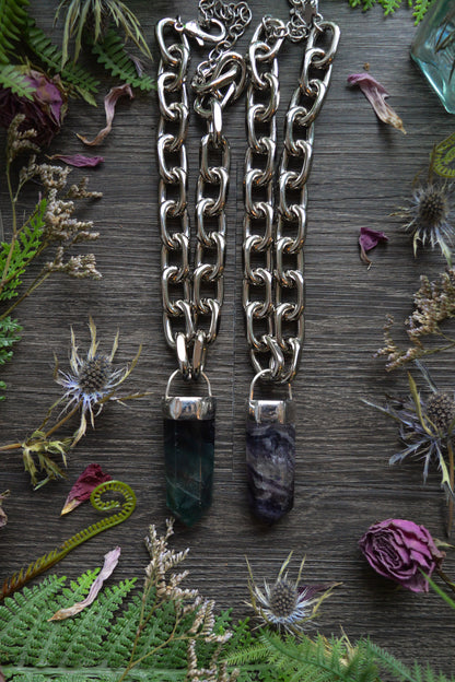 Rainbow Fluorite Chunky Chain Necklace