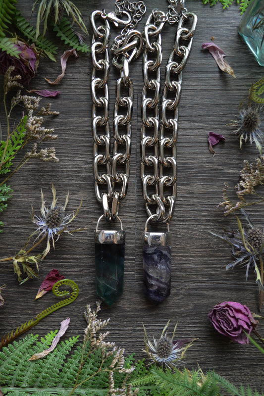 Rainbow Fluorite Chunky Chain Necklace