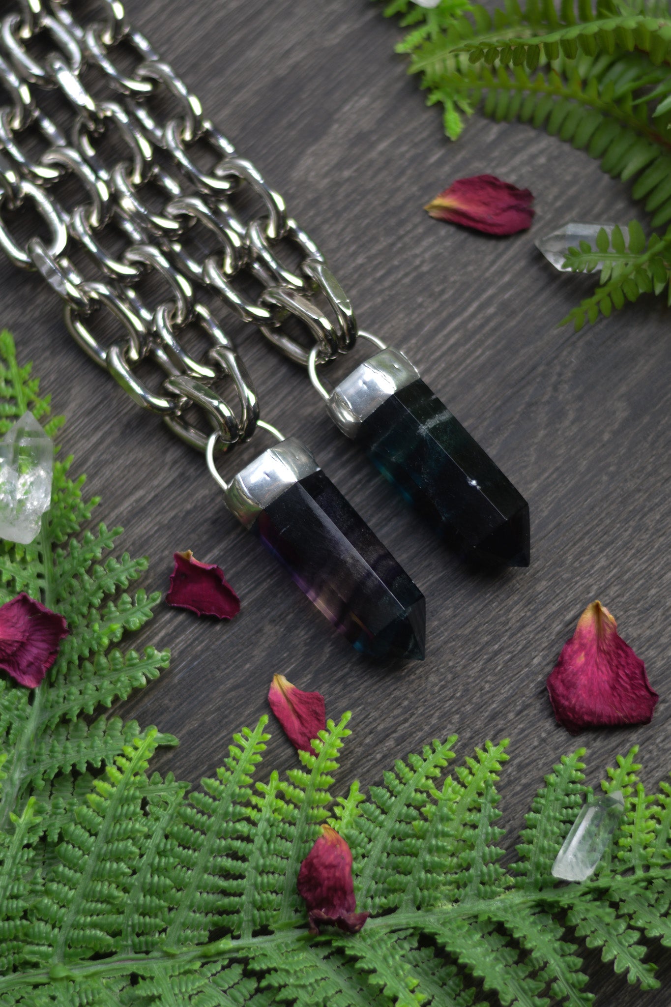 Rainbow Fluorite Chunky Chain Necklace