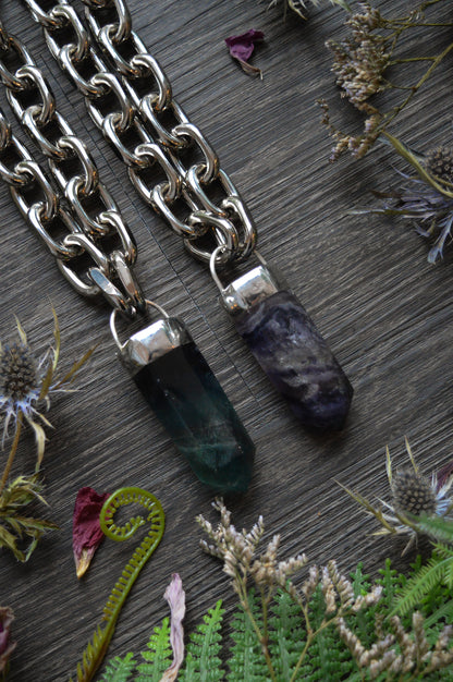 Rainbow Fluorite Chunky Chain Necklace