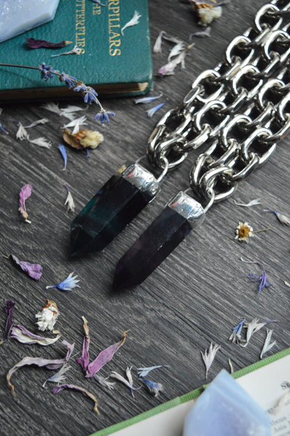 Rainbow Fluorite Chunky Chain Necklace