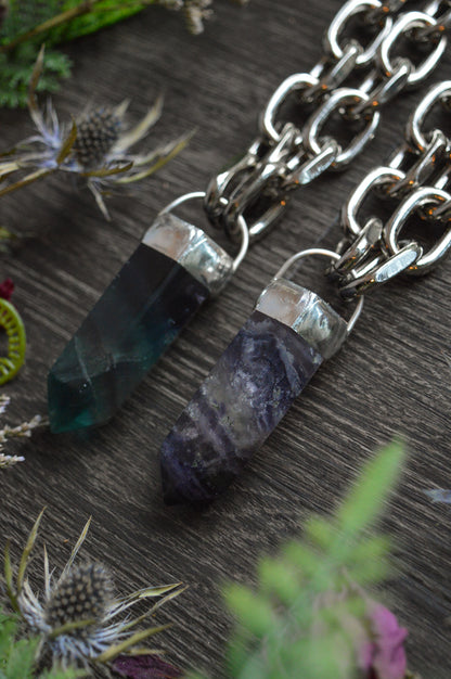 Rainbow Fluorite Chunky Chain Necklace
