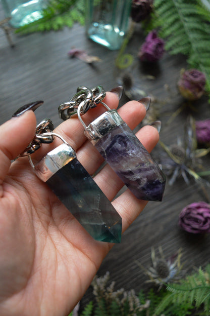 Rainbow Fluorite Chunky Chain Necklace