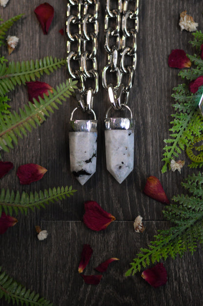 Rainbow Moonstone Chunky Chain Necklace