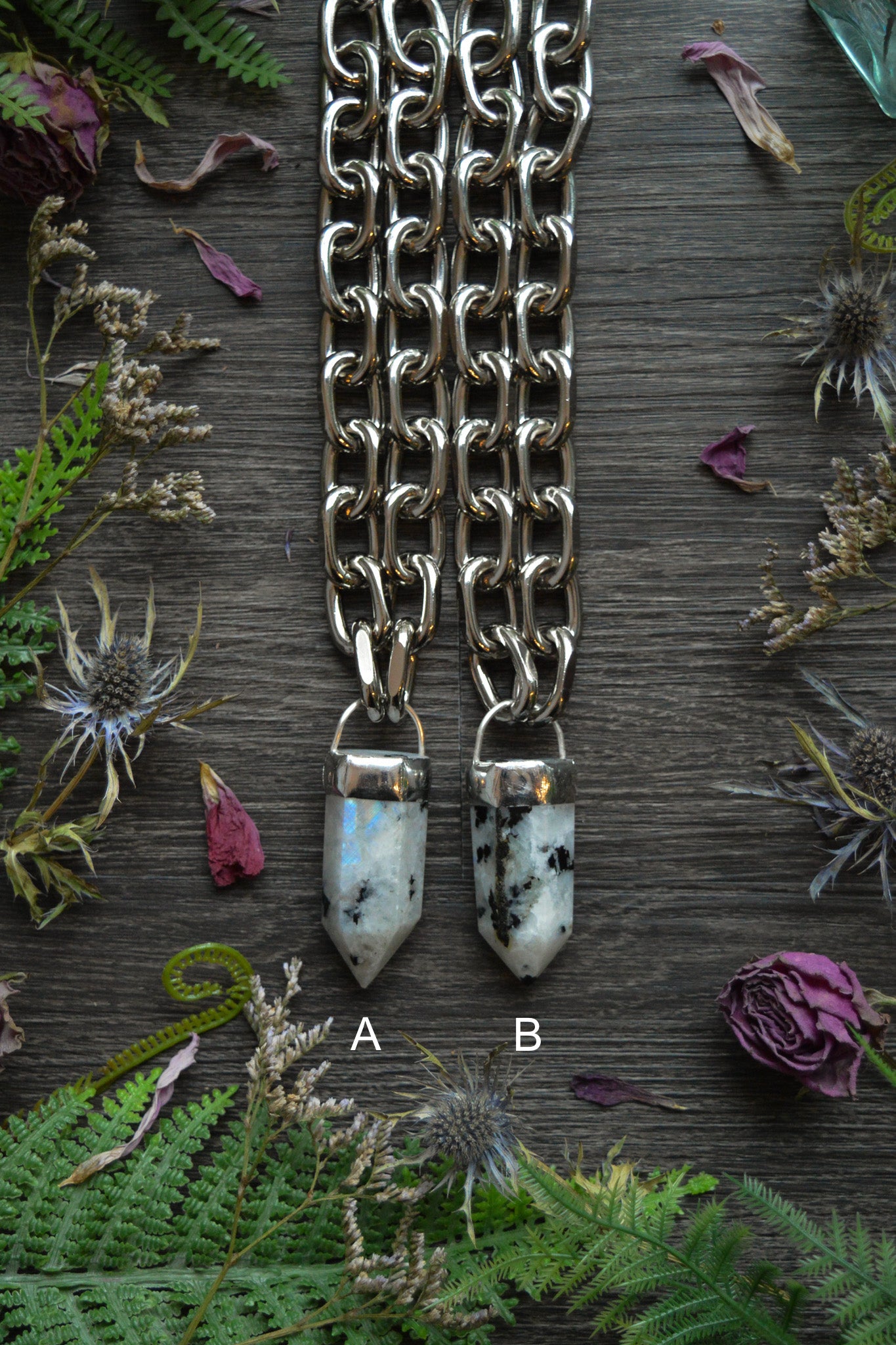 Rainbow Moonstone Chunky Chain Necklace