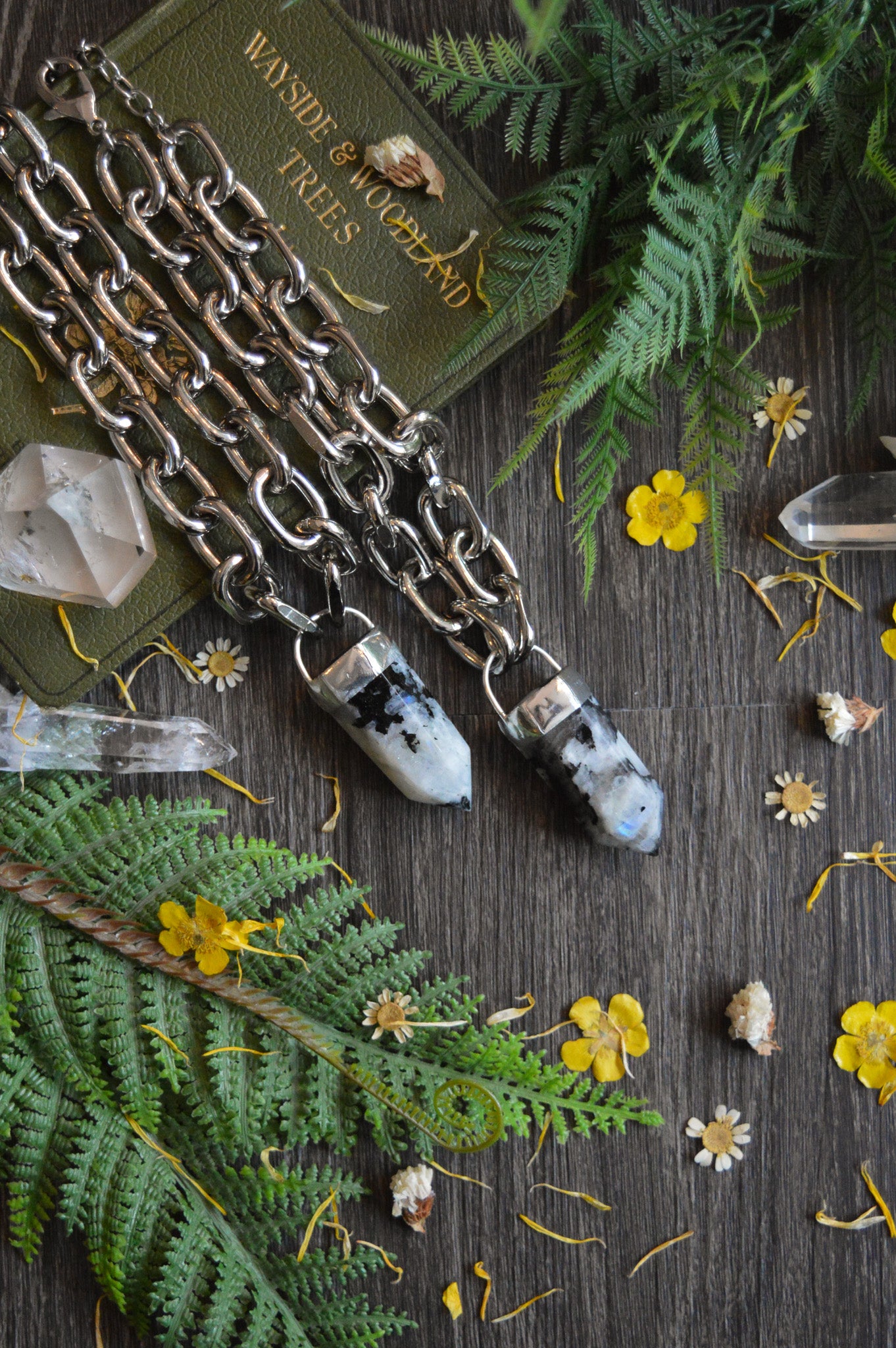 Rainbow Moonstone Chunky Chain Necklace