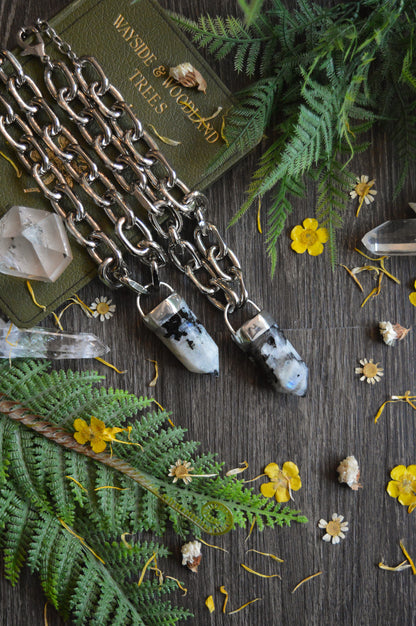 Rainbow Moonstone Chunky Chain Necklace