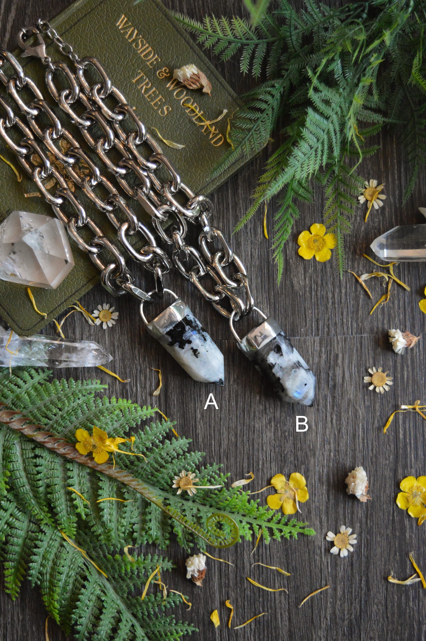 Rainbow Moonstone Chunky Chain Necklace