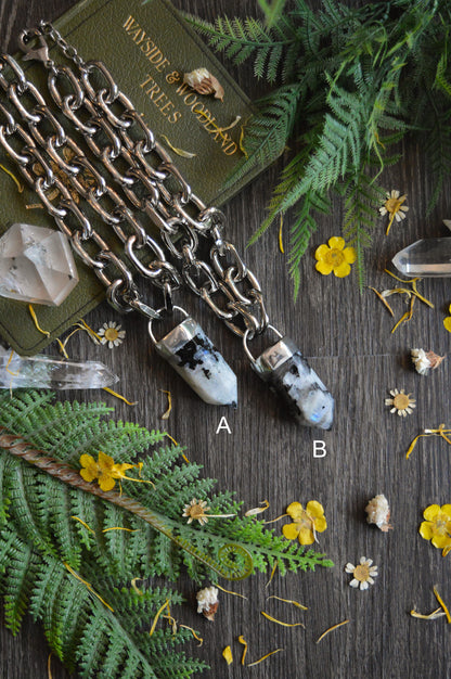 Rainbow Moonstone Chunky Chain Necklace