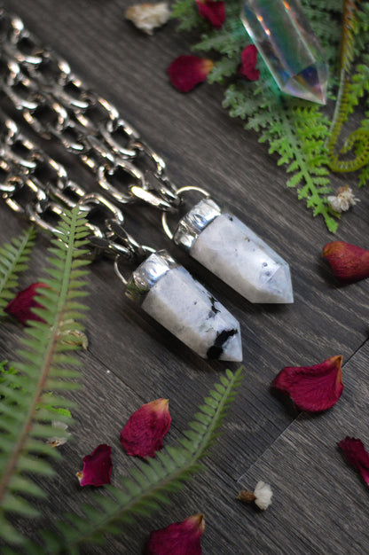 Rainbow Moonstone Chunky Chain Necklace