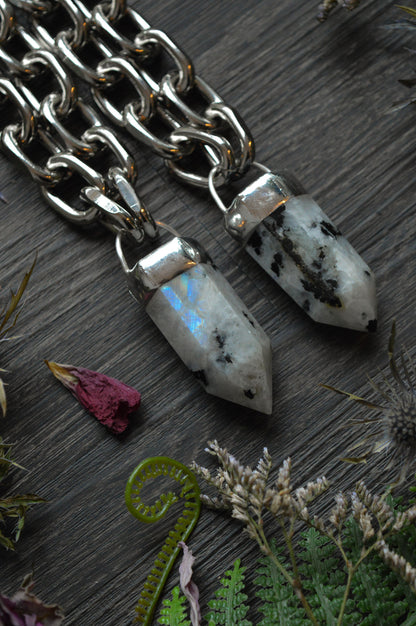 Rainbow Moonstone Chunky Chain Necklace