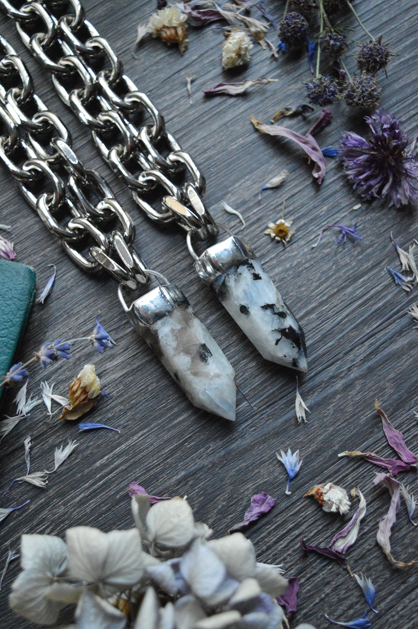 Rainbow Moonstone Chunky Chain Necklace