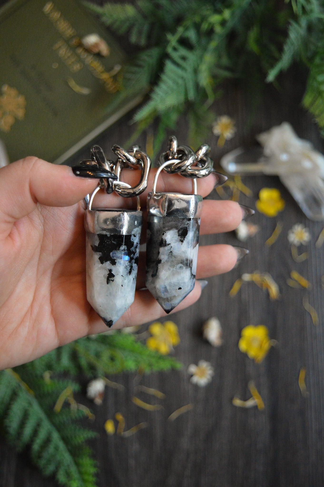 Rainbow Moonstone Chunky Chain Necklace