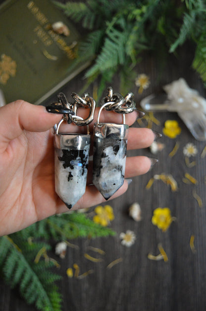 Rainbow Moonstone Chunky Chain Necklace