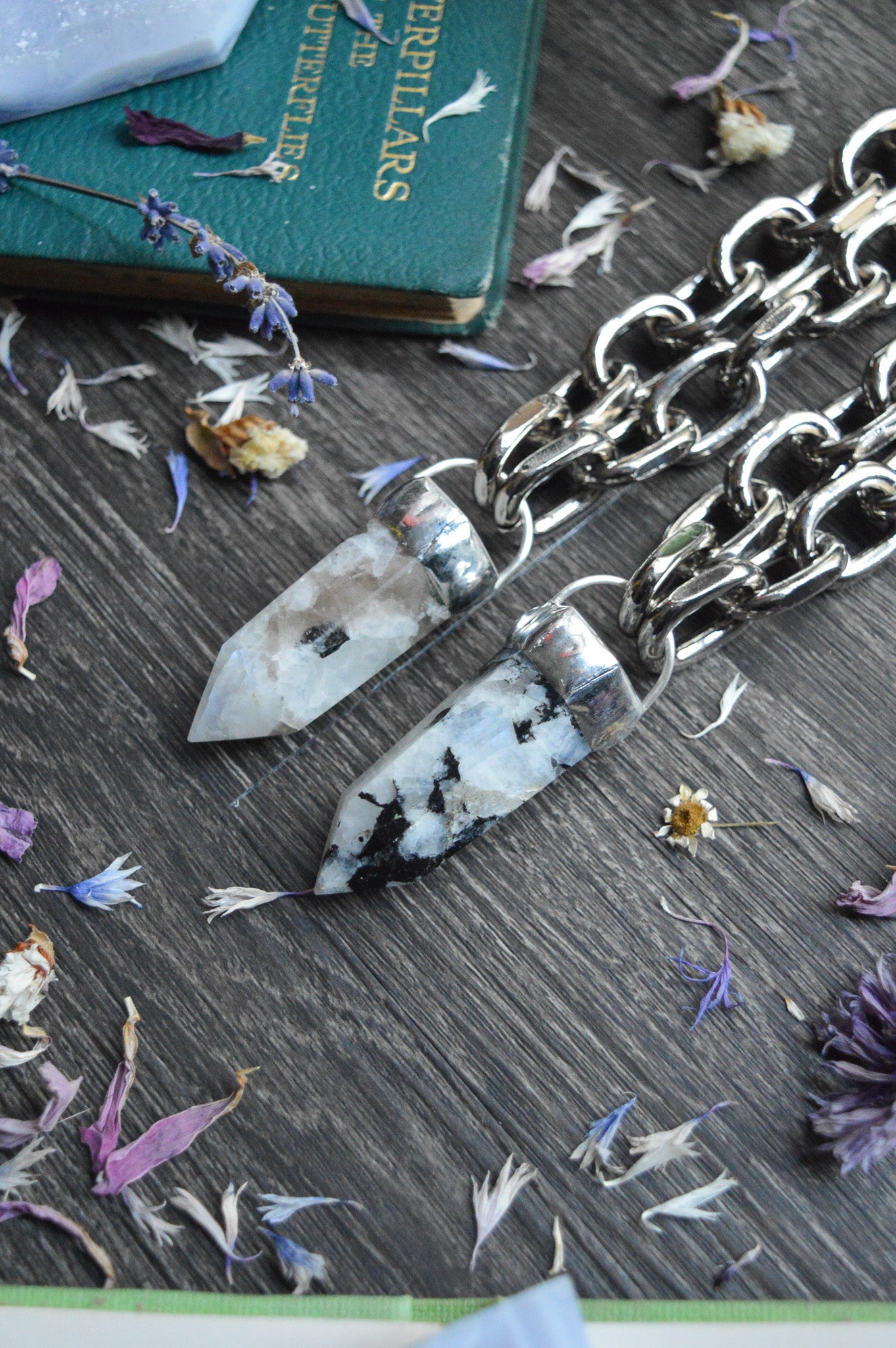 Rainbow Moonstone Chunky Chain Necklace