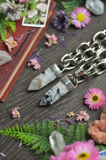 Rainbow Moonstone Chunky Chain Necklace