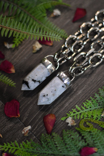 Rainbow Moonstone Chunky Chain Necklace