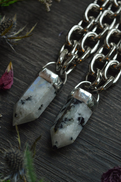 Rainbow Moonstone Chunky Chain Necklace