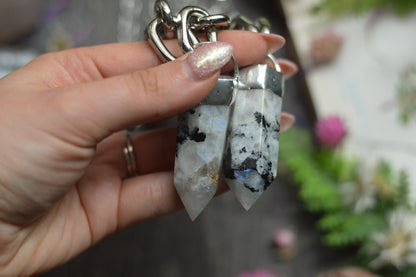 Rainbow Moonstone Chunky Chain Necklace